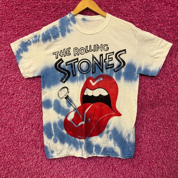 The Rolling Stones Nailed Tongue Hot Lips Rock Tie Dye M - Picture 1 of 4